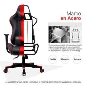 Silla Gamer LVL UP Medium Rojo Negro LU779