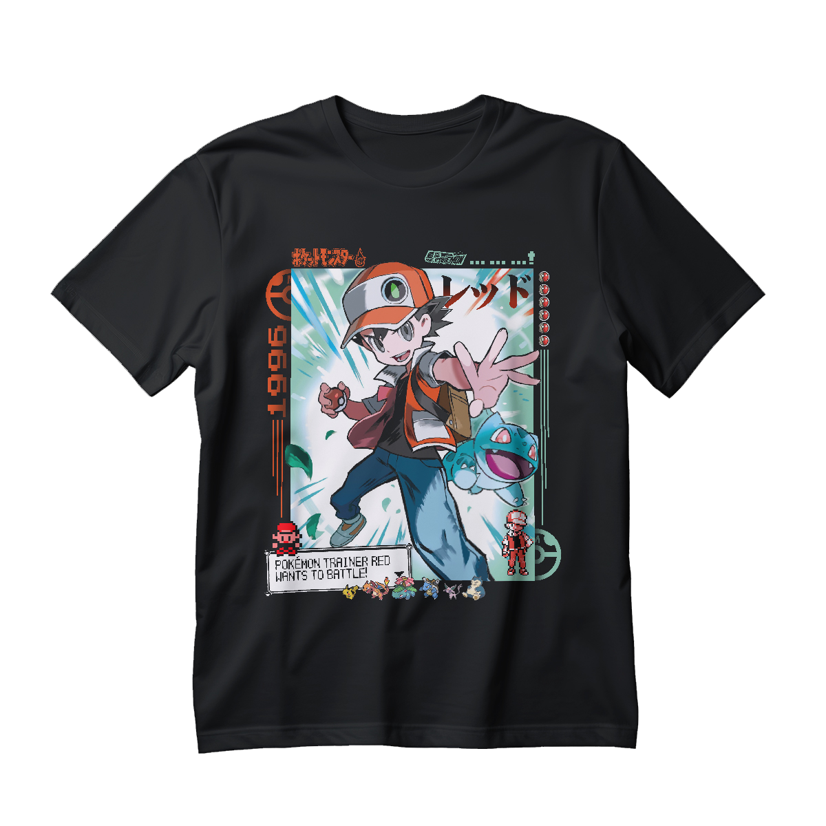 Polera Pokémon impresión Directa – Trainer Red